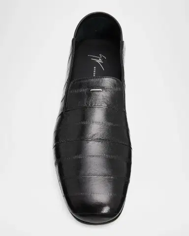 Giuseppe Zanotti Men's Collapsible-Heel Textured Leather Loafers | Thumbnail 6