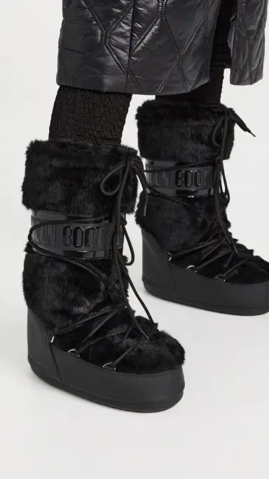 Moon Boot Icon Faux Fur Boots Black | Thumbnail 3