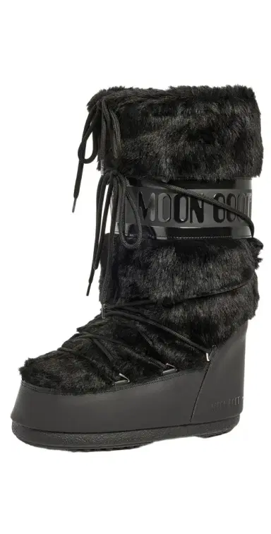 Moon Boot Icon Faux Fur Boots Black | Thumbnail 1