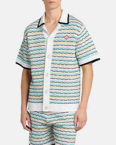 Casablanca Tuck-Stitch Cotton Knit Short-Sleeve Shirt | Thumbnail 4 Casablanca Tuck-Stitch Cotton Knit Short-Sleeve Shirt | Thumbnail 4