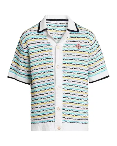 Casablanca Tuck-Stitch Cotton Knit Short-Sleeve Shirt | Thumbnail 1 Casablanca Tuck-Stitch Cotton Knit Short-Sleeve Shirt | Thumbnail 1