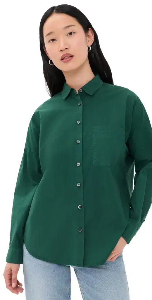Jo Poplin Button Down Shirt
