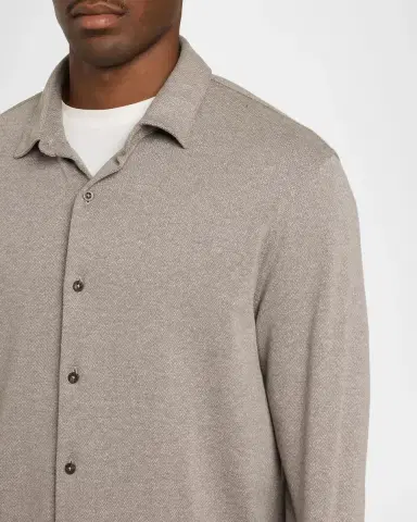 Vince Men's Micro-Herringbone Button-Down Shirt | Thumbnail 5 Vince Men's Micro-Herringbone Button-Down Shirt | Thumbnail 5