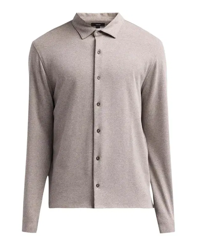 Vince Men's Micro-Herringbone Button-Down Shirt