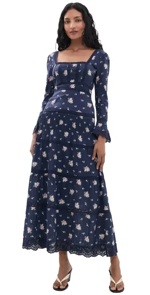 LoveShackFancy Ivelle Dress Inkwash