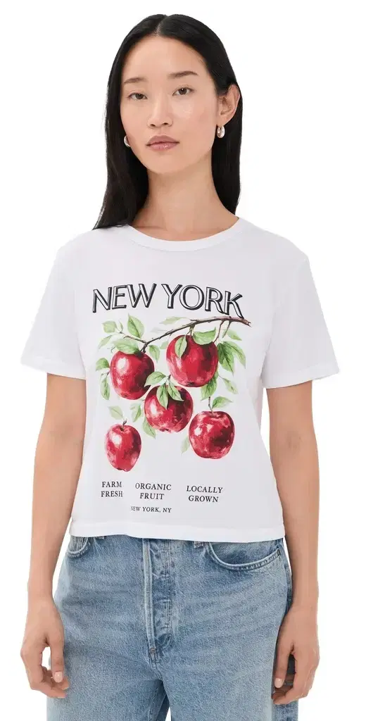 Sunny Somewhere New York Apples Everyday Tee White M