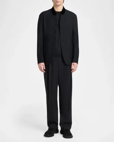 Giorgio Armani Men's Rice Stitch Stand-Collar Blazer | Thumbnail 2