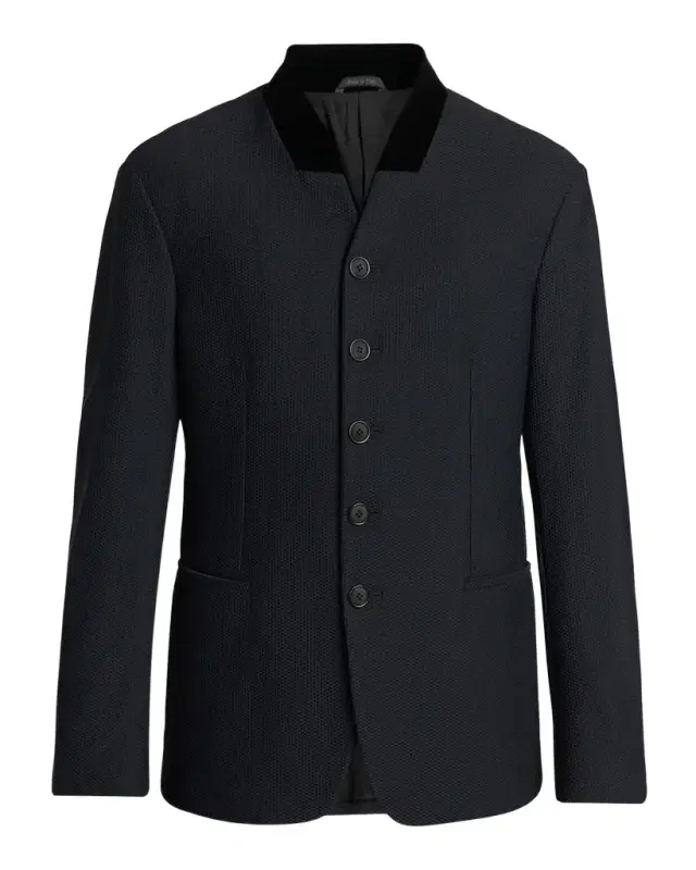 Giorgio Armani Men's Rice Stitch Stand-Collar Blazer