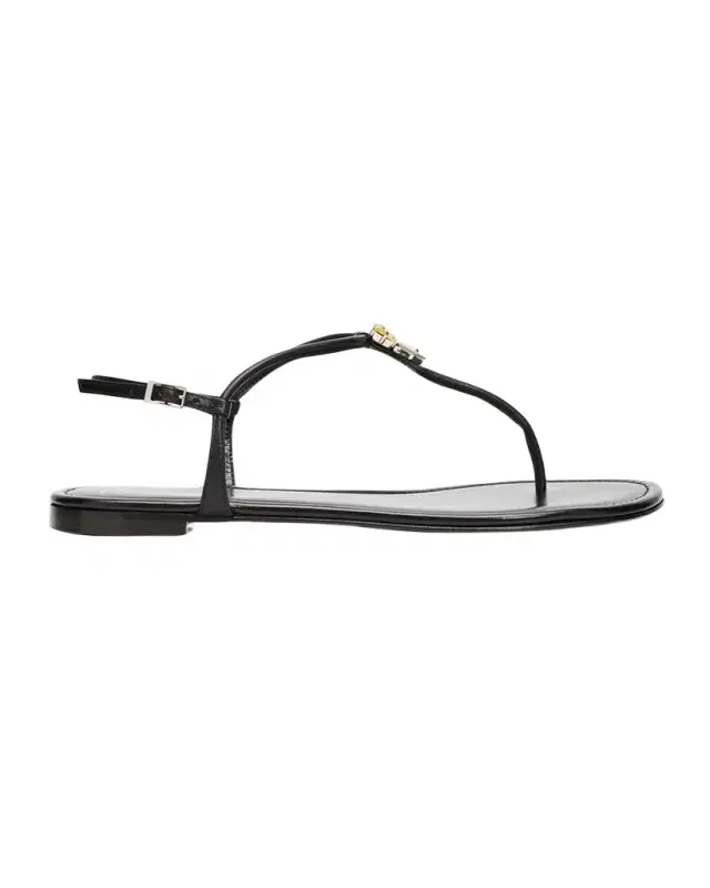 Giuseppe Zanotti Hobby Embellished Flat Leather Thong Sandals