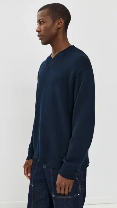 Helmut Lang Distressed V Neck Sweater | Thumbnail 4