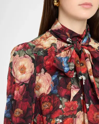 Adam Lippes Joan Floral Silk Neck Scarf Long-Sleeve Top | Thumbnail 5 Adam Lippes Joan Floral Silk Neck Scarf Long-Sleeve Top | Thumbnail 5