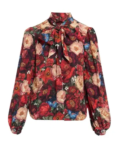 Adam Lippes Joan Floral Silk Neck Scarf Long-Sleeve Top | Thumbnail 1 Adam Lippes Joan Floral Silk Neck Scarf Long-Sleeve Top | Thumbnail 1