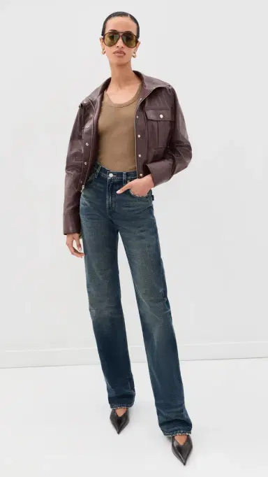Alice + Olivia James Faux eather Cropped Jacket Dark Chocolate | Thumbnail 5