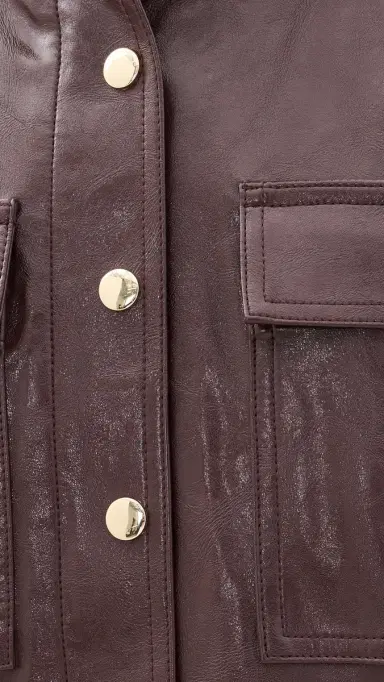 Alice + Olivia James Faux eather Cropped Jacket Dark Chocolate | Thumbnail 6