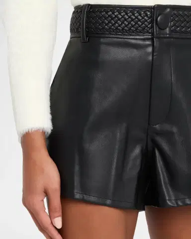 L'Agence Virelle Braided-Waistband Faux-Leather Shorts | Thumbnail 5 L'Agence Virelle Braided-Waistband Faux-Leather Shorts | Thumbnail 5