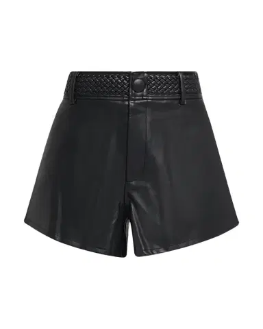 L'Agence Virelle Braided-Waistband Faux-Leather Shorts | Thumbnail 1 L'Agence Virelle Braided-Waistband Faux-Leather Shorts | Thumbnail 1