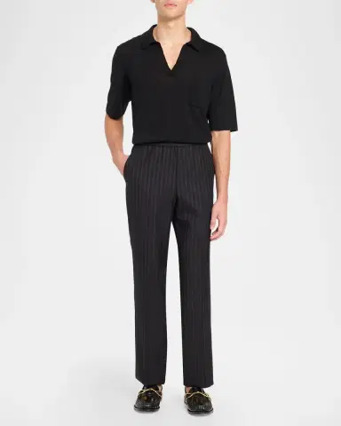 Versace Men's Greca Jacquard Wool Trousers | Thumbnail 2