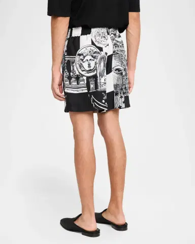 Versace Medusa Collage Silk Twill Shorts | Thumbnail 3