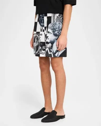 Versace Medusa Collage Silk Twill Shorts | Thumbnail 4