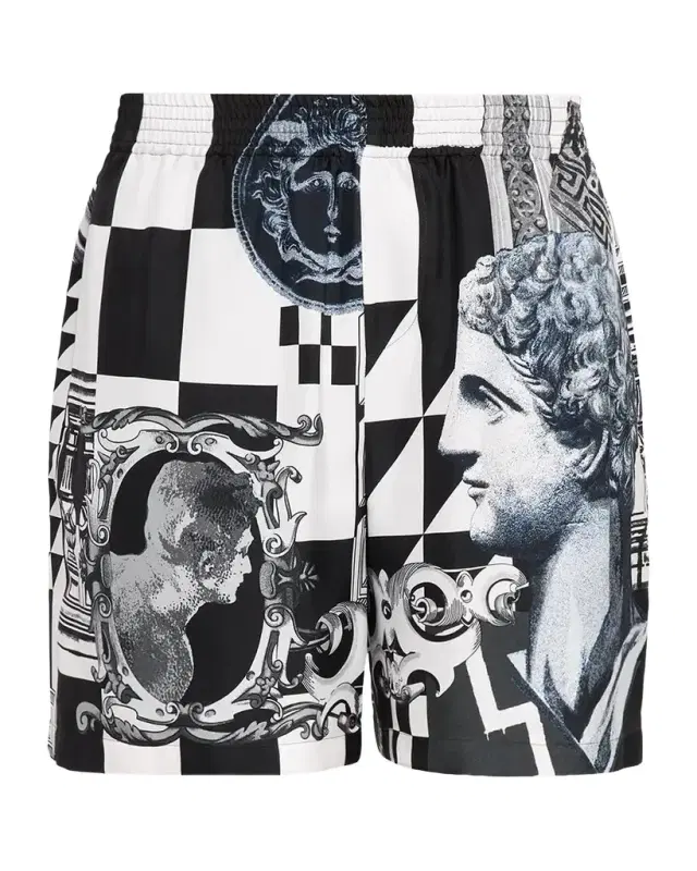 Versace Medusa Collage Silk Twill Shorts