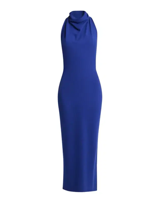 Givenchy Draped Halter Wool Knit Maxi Dress