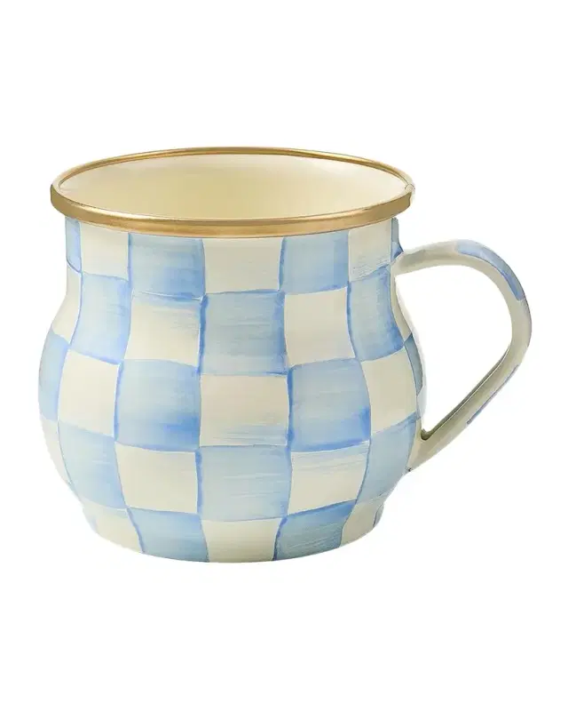 MacKenzie-Childs Check Hand-Painted Enamel Mug