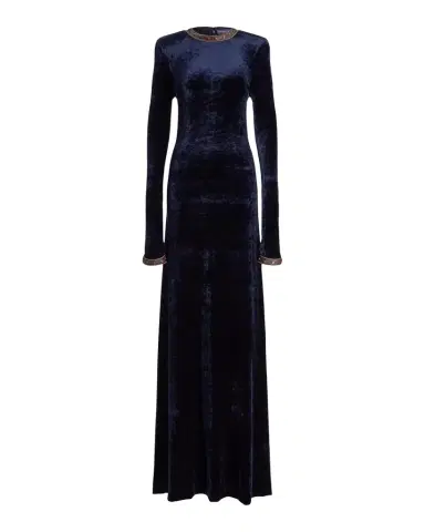 Ralph Lauren Collection Nancie Strong-Shoulder Velvet Long-Sleeve Evening Dress | Thumbnail 1