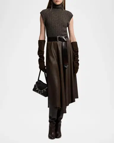 Ralph Lauren Collection Embellished Cashmere Cable Sleeveless Turtleneck Sweater | Thumbnail 2