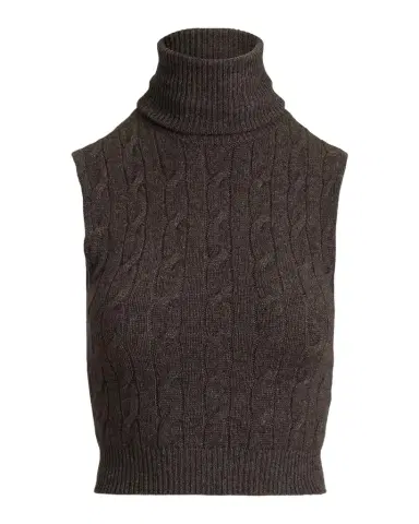 Ralph Lauren Collection Embellished Cashmere Cable Sleeveless Turtleneck Sweater | Thumbnail 1