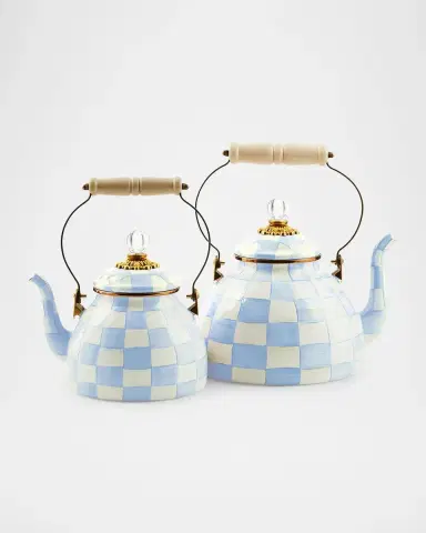 MacKenzie-Childs Sky Check 3-Quart Hand-Painted Enamel Teapot | Thumbnail 2 MacKenzie-Childs Sky Check 3-Quart Hand-Painted Enamel Teapot | Thumbnail 2