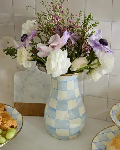 MacKenzie-Childs Sky Check Hand-Painted Enamel Vase | Thumbnail 2