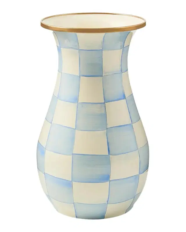 MacKenzie-Childs Sky Check Hand-Painted Enamel Vase