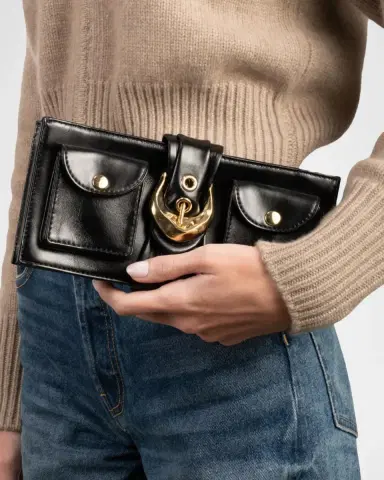 ALEXIS BITTAR Buckle Leather Clutch Bag | Thumbnail 2