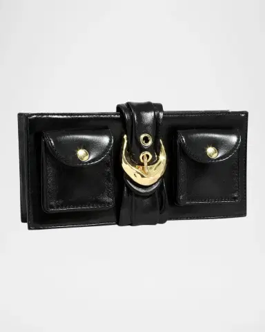 ALEXIS BITTAR Buckle Leather Clutch Bag | Thumbnail 3