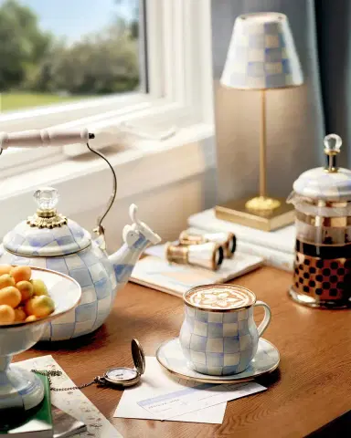 MacKenzie-Childs Sky Check Hand-Painted Enamel Teapot | Thumbnail 4 MacKenzie-Childs Sky Check Hand-Painted Enamel Teapot | Thumbnail 4