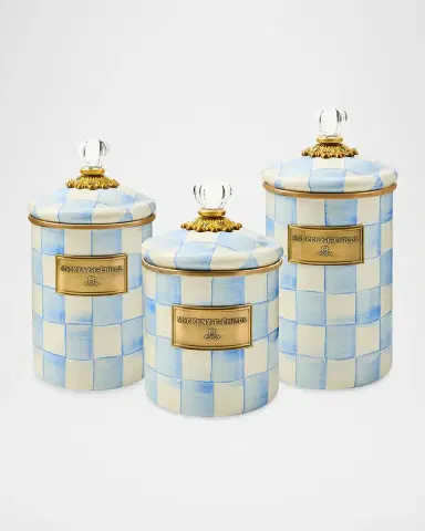 MacKenzie-Childs Medium Sky Check Hand-Painted Storage Container | Thumbnail 2