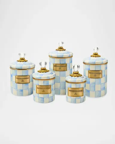 MacKenzie-Childs Medium Sky Check Hand-Painted Storage Container | Thumbnail 3