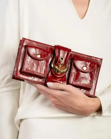 ALEXIS BITTAR Buckle Glossy Leather Clutch Bag | Thumbnail 2