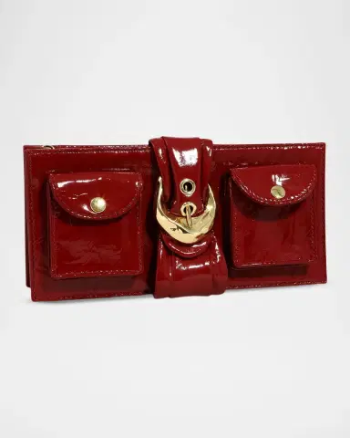 ALEXIS BITTAR Buckle Glossy Leather Clutch Bag | Thumbnail 3