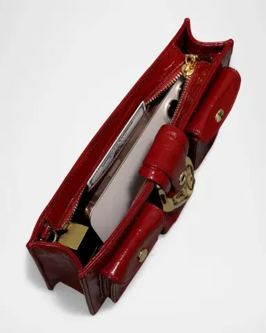 ALEXIS BITTAR Buckle Glossy Leather Clutch Bag | Thumbnail 4
