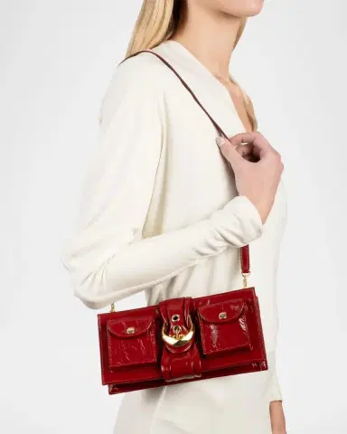 ALEXIS BITTAR Buckle Glossy Leather Clutch Bag | Thumbnail 5