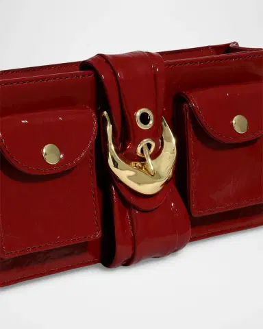 ALEXIS BITTAR Buckle Glossy Leather Clutch Bag | Thumbnail 6