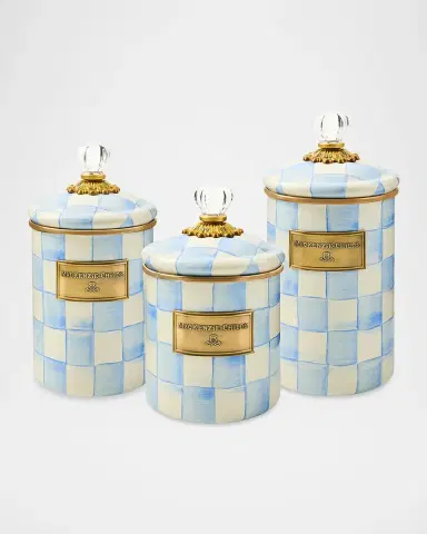 MacKenzie-Childs Small Sky Check Hand-Painted Storage Container | Thumbnail 2