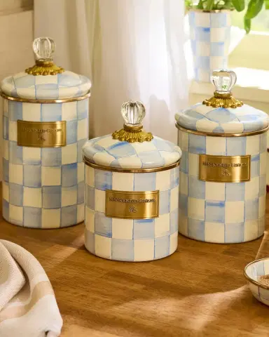 MacKenzie-Childs Small Sky Check Hand-Painted Storage Container | Thumbnail 4