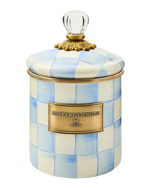 MacKenzie-Childs Small Sky Check Hand-Painted Storage Container