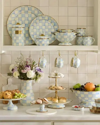 MacKenzie-Childs Sky Check Hand-Painted Enamel Cake Stand | Thumbnail 4