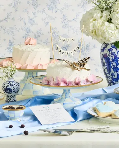 MacKenzie-Childs Sky Check Hand-Painted Enamel Cake Stand | Thumbnail 5