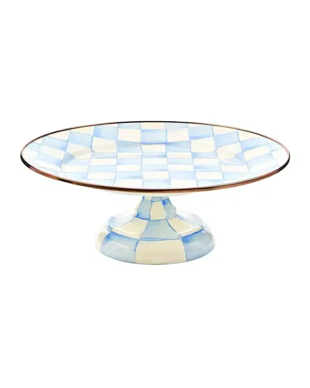 MacKenzie-Childs Sky Check Hand-Painted Enamel Cake Stand