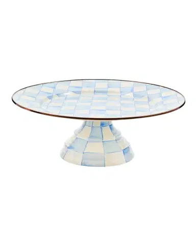 MacKenzie-Childs Sky Check Large Hand-Painted Enamel Pedestal Platter | Thumbnail 1