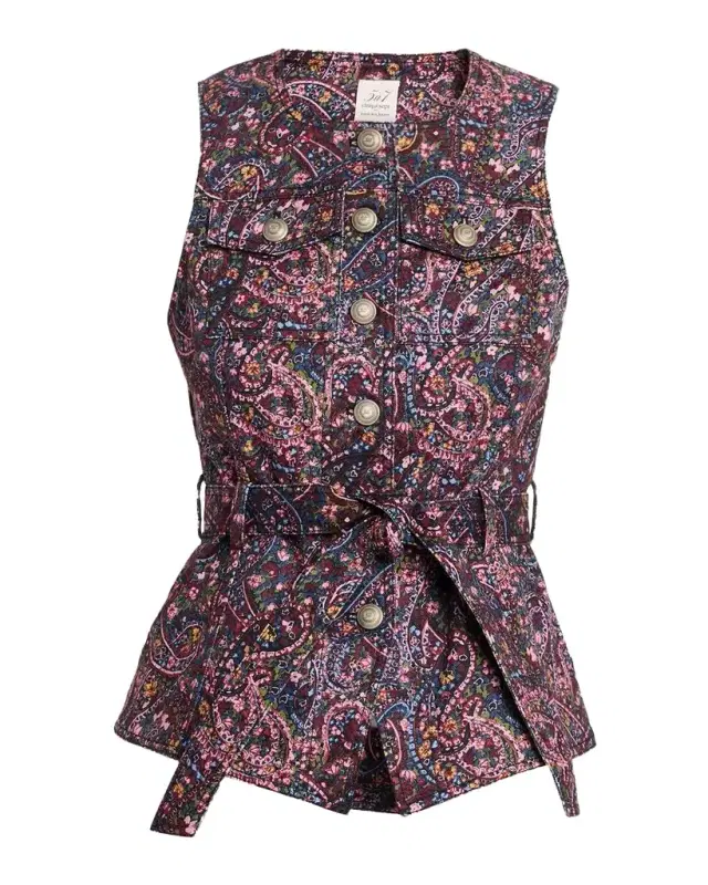Cinq à Sept Reenee Belted Paisley Denim Vest